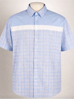 NWT Men's Sean John Short Sleeve Button Up Shirt Blue White Size 5XB